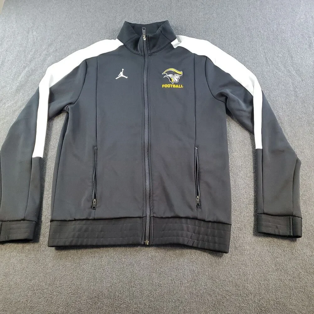 Jordan Patriots Football Jacket Adult Medium Black Full Zip Track Jumpman Logo